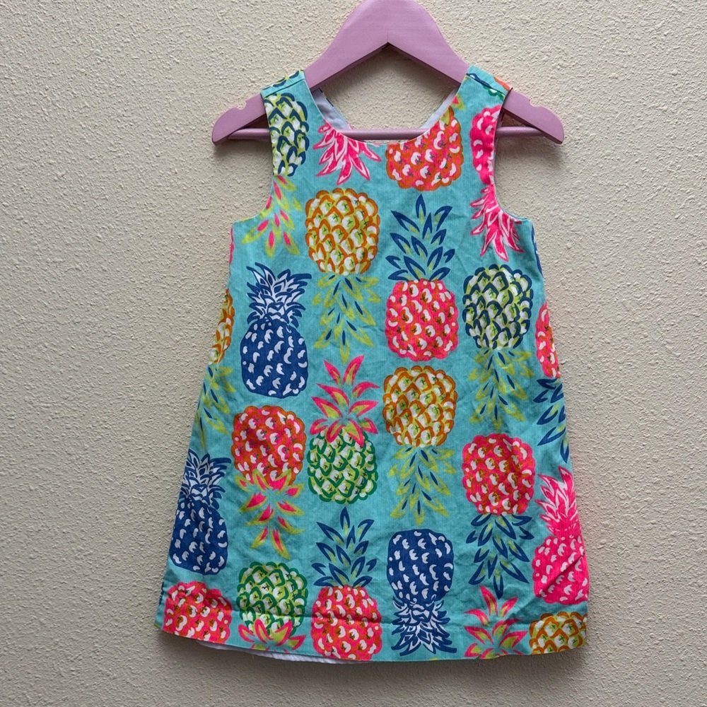 Tommy Bahama Girls Aqua Multi Color Pineapple Print Sleeveless Cotton Dress 4